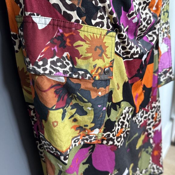 Max Mara Size M Floral Animal Print Faux Wrap Knee-Length Dress Stretchy Belted - Picture 6 of 13